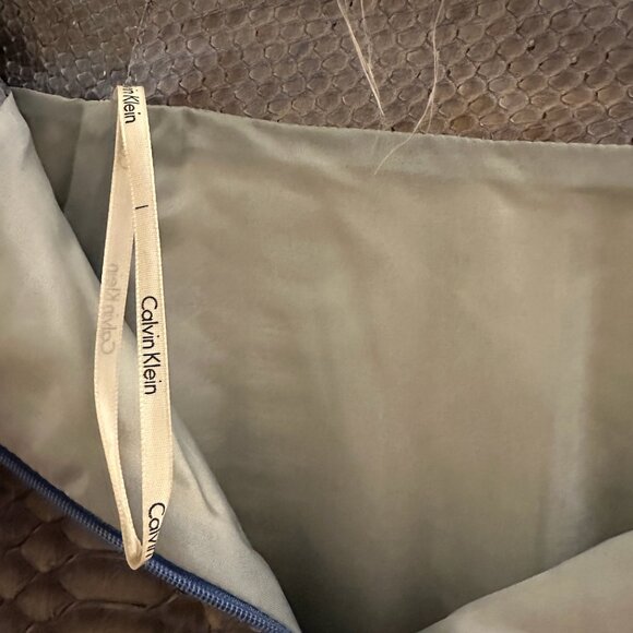 1990S CALVIN KLEIN Light Blue Snake Skin Hand Dyed Pencil Skirt - Picture 5 of 6